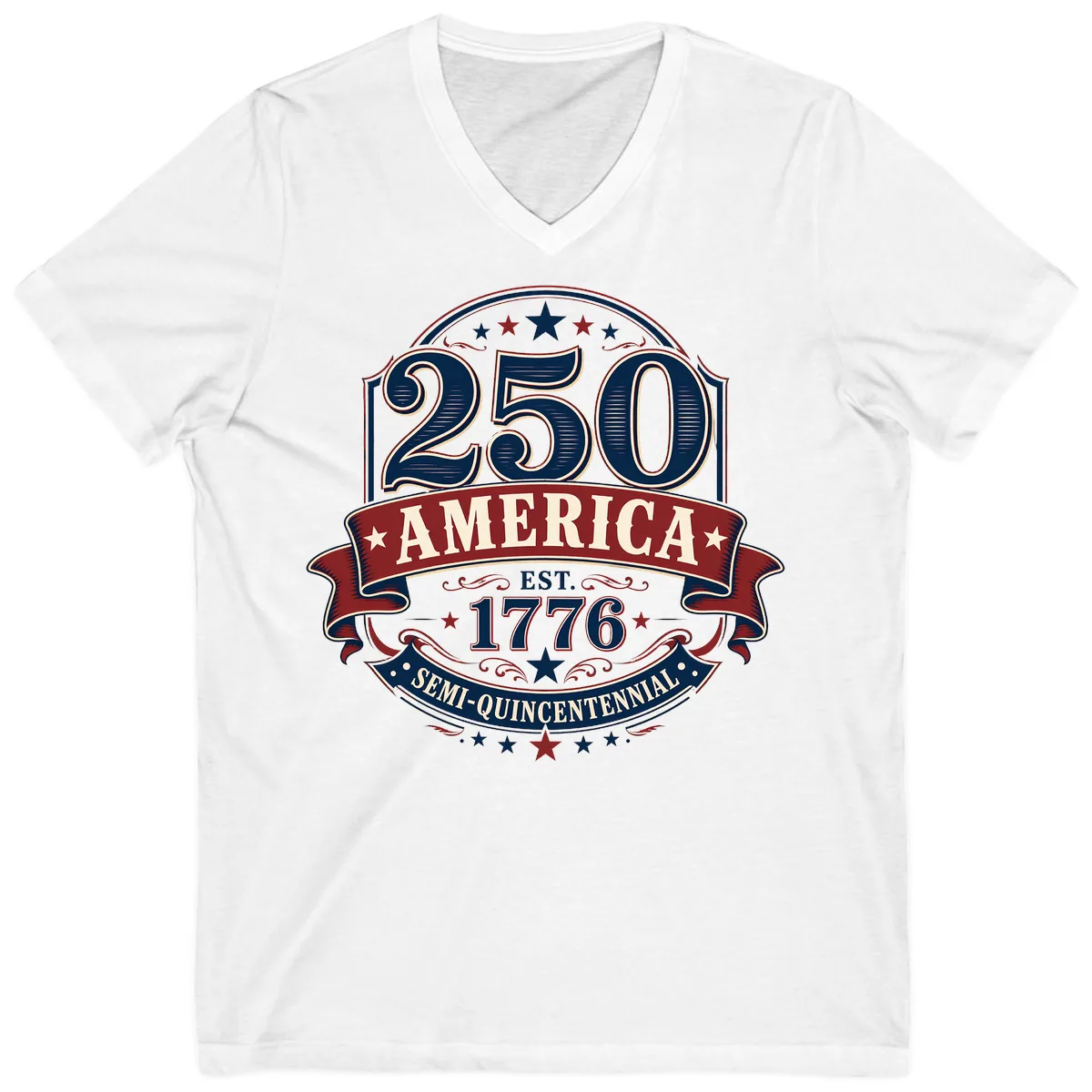 America 250th Semi-Quincentennial Celebration V-Neck in White