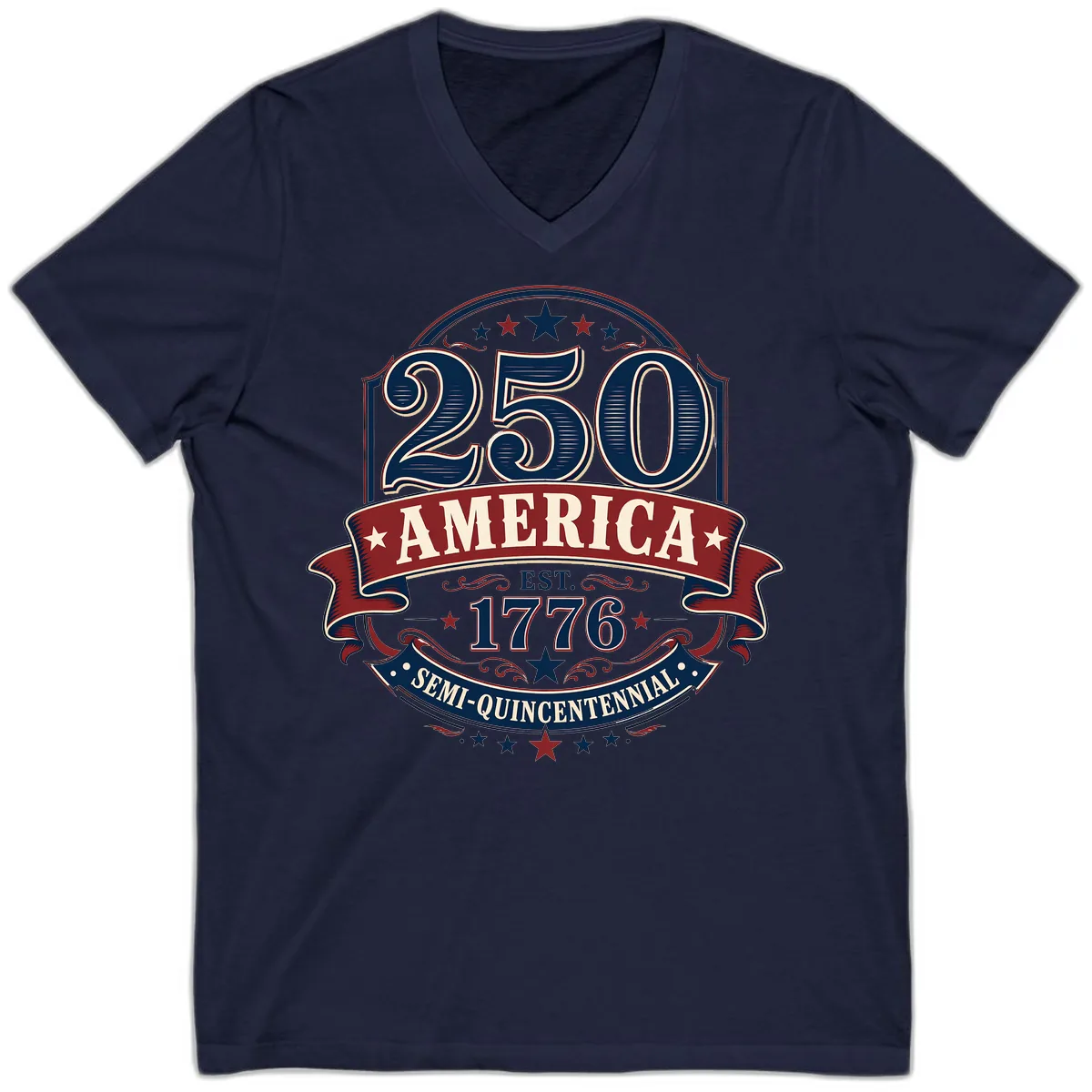 America 250th Semi-Quincentennial Celebration V-Neck in Navy