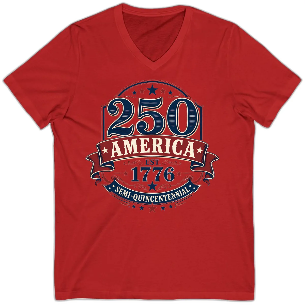 America 250th Semi-Quincentennial Celebration V-Neck in Red