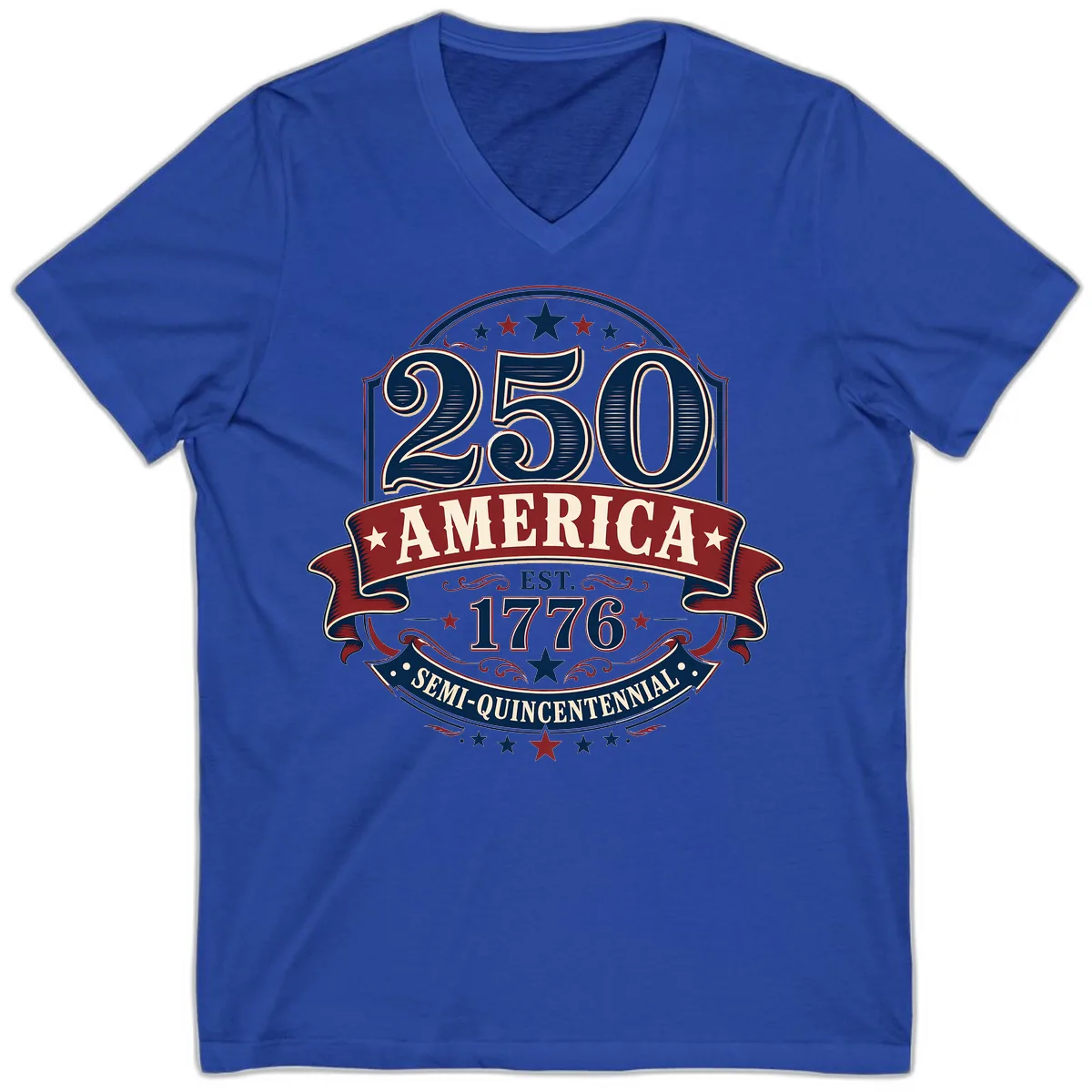 America 250th Semi-Quincentennial Celebration V-Neck in True Royal