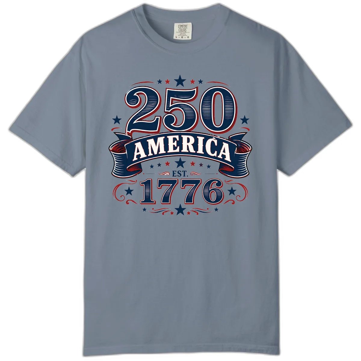 America 250th Anniversary Celebration Comfort Color in Blue Jean