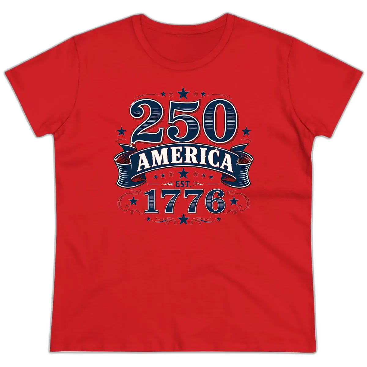 America 250th Anniversary Celebration Ladies Tee in Red