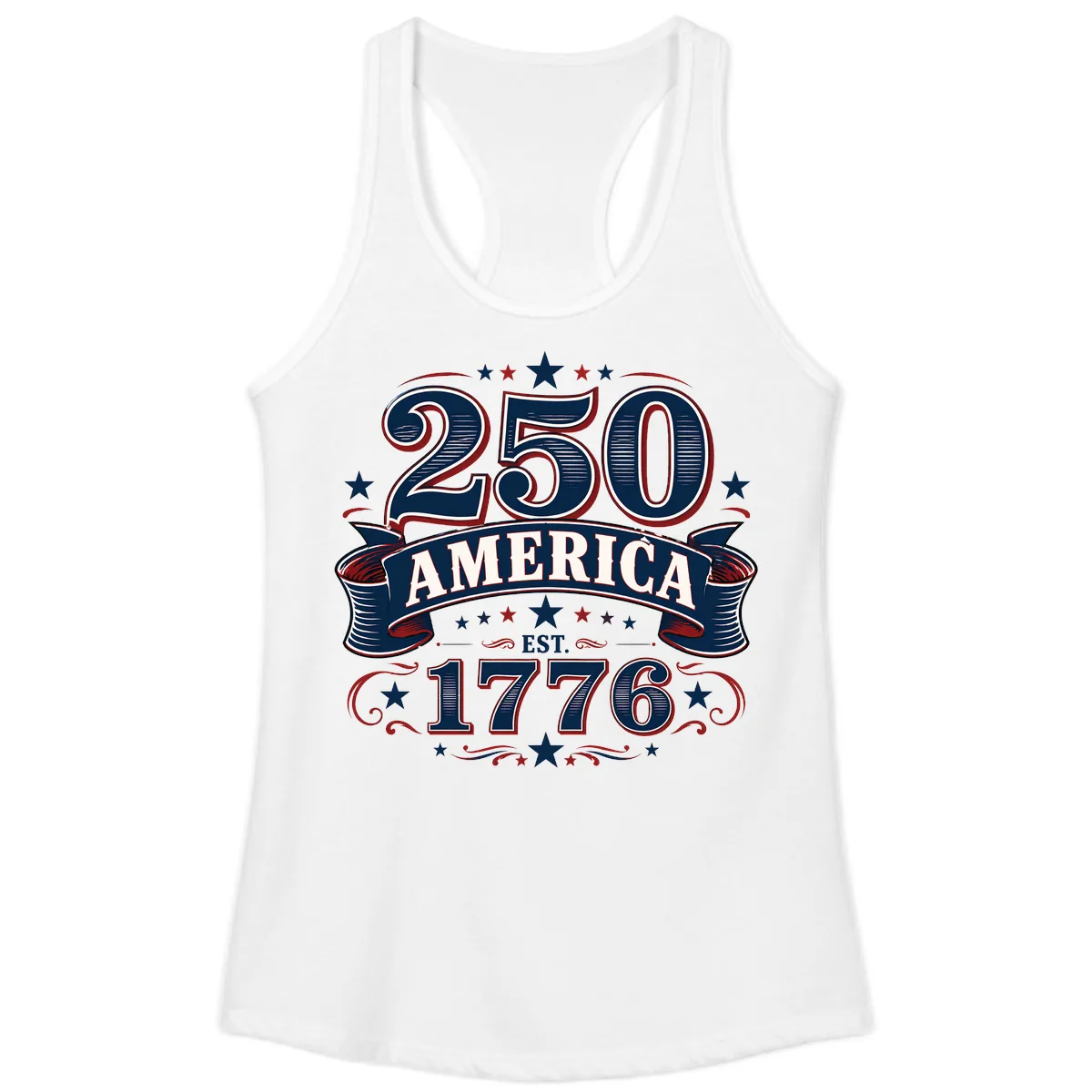 America 250th Anniversary Celebration Ladies Tank in White