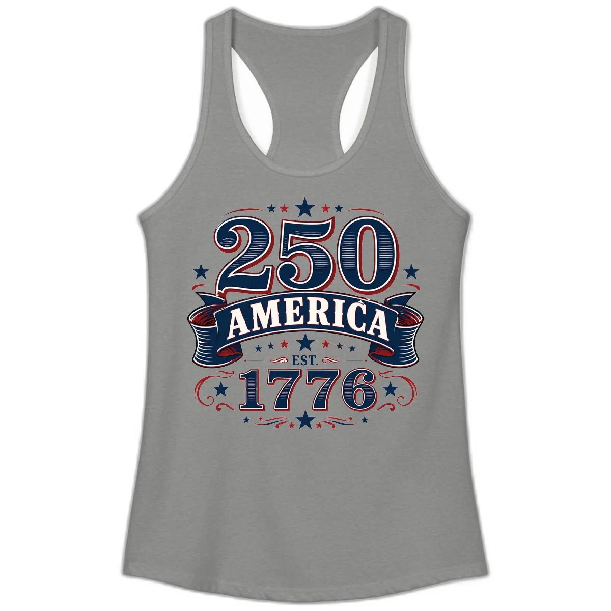 America 250th Anniversary Celebration Ladies Tank in Heather Grey