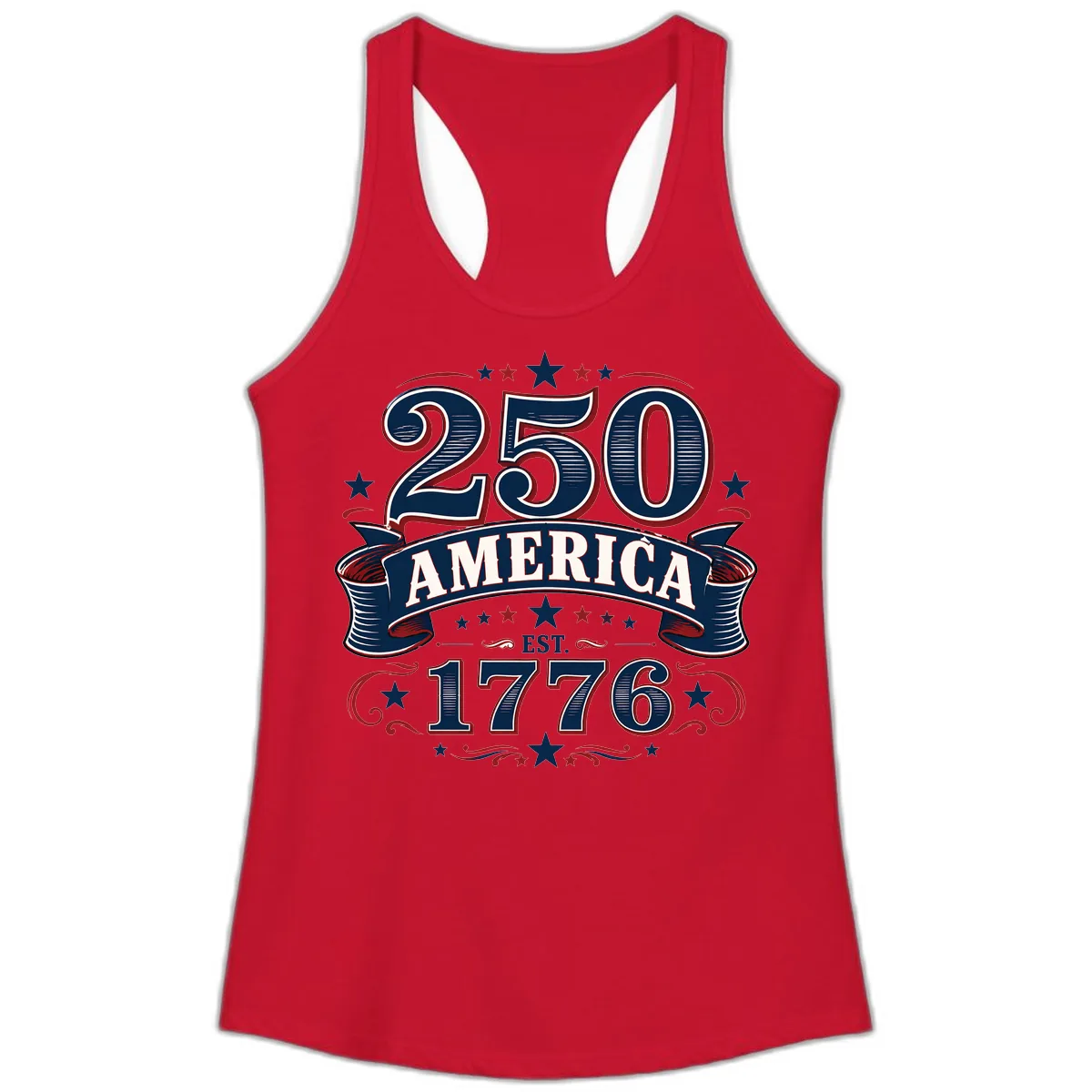 America 250th Anniversary Celebration Ladies Tank in Solid Red