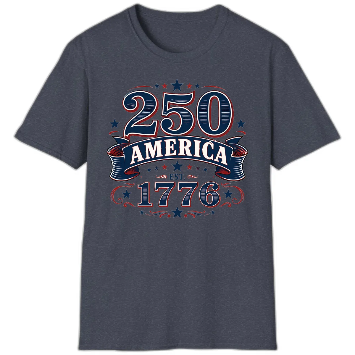 America 250th Anniversary Celebration T-Shirt in Heather Navy