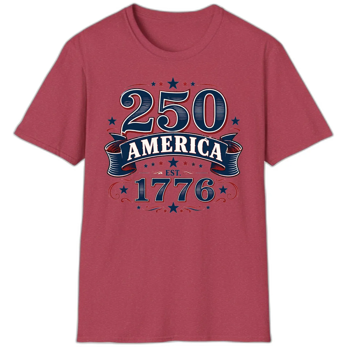 America 250th Anniversary Celebration T-Shirt in Heather Cardinal