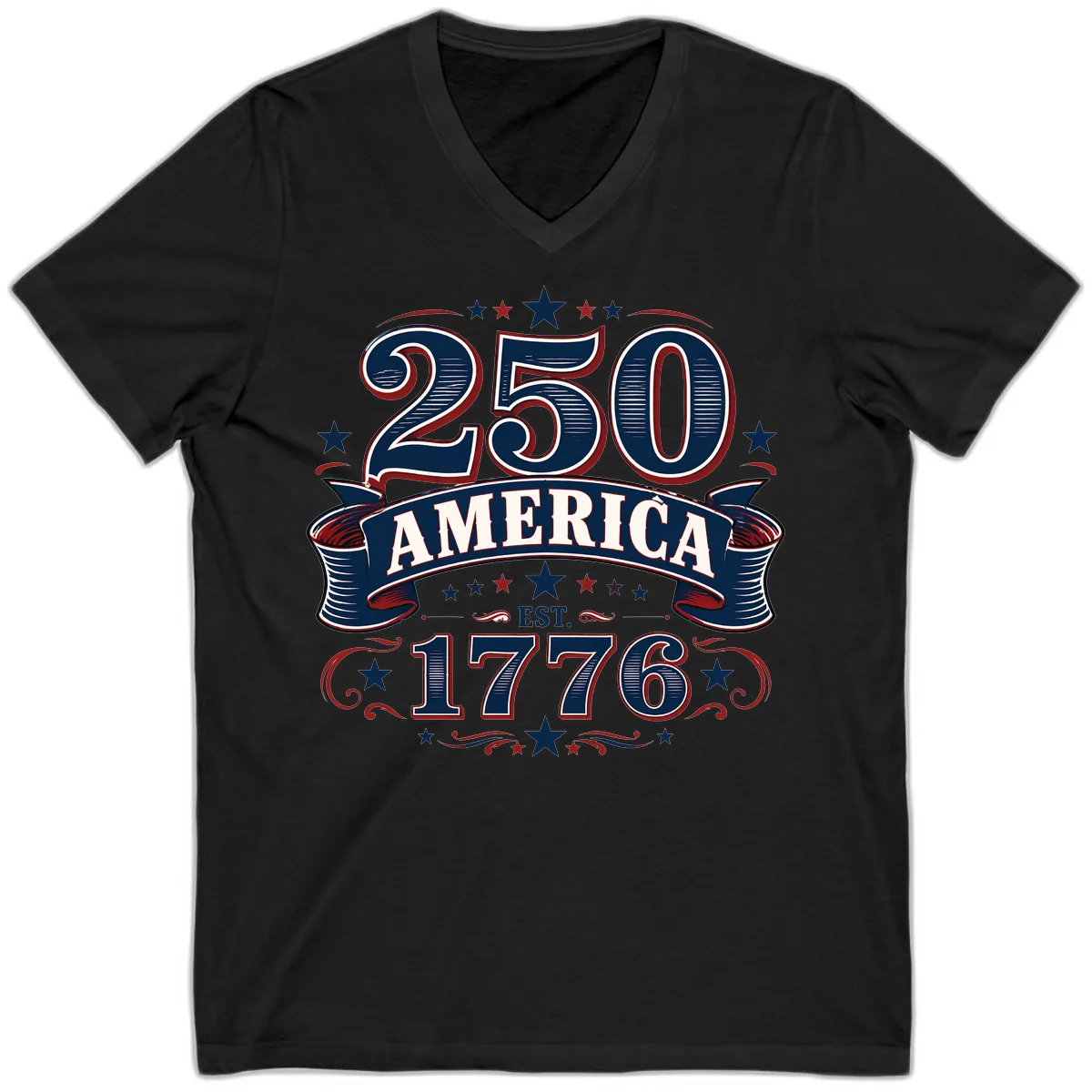 America 250th Anniversary Celebration V-Neck in Black
