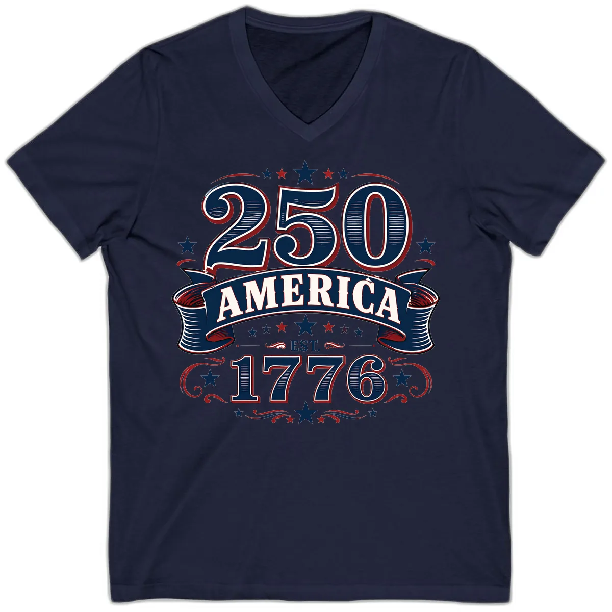 America 250th Anniversary Celebration V-Neck in Navy