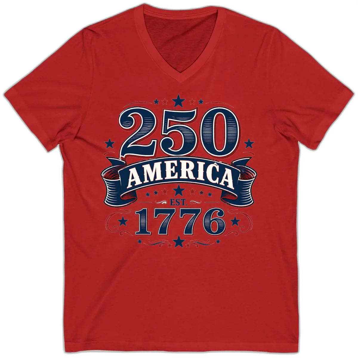 America 250th Anniversary Celebration V-Neck in Red