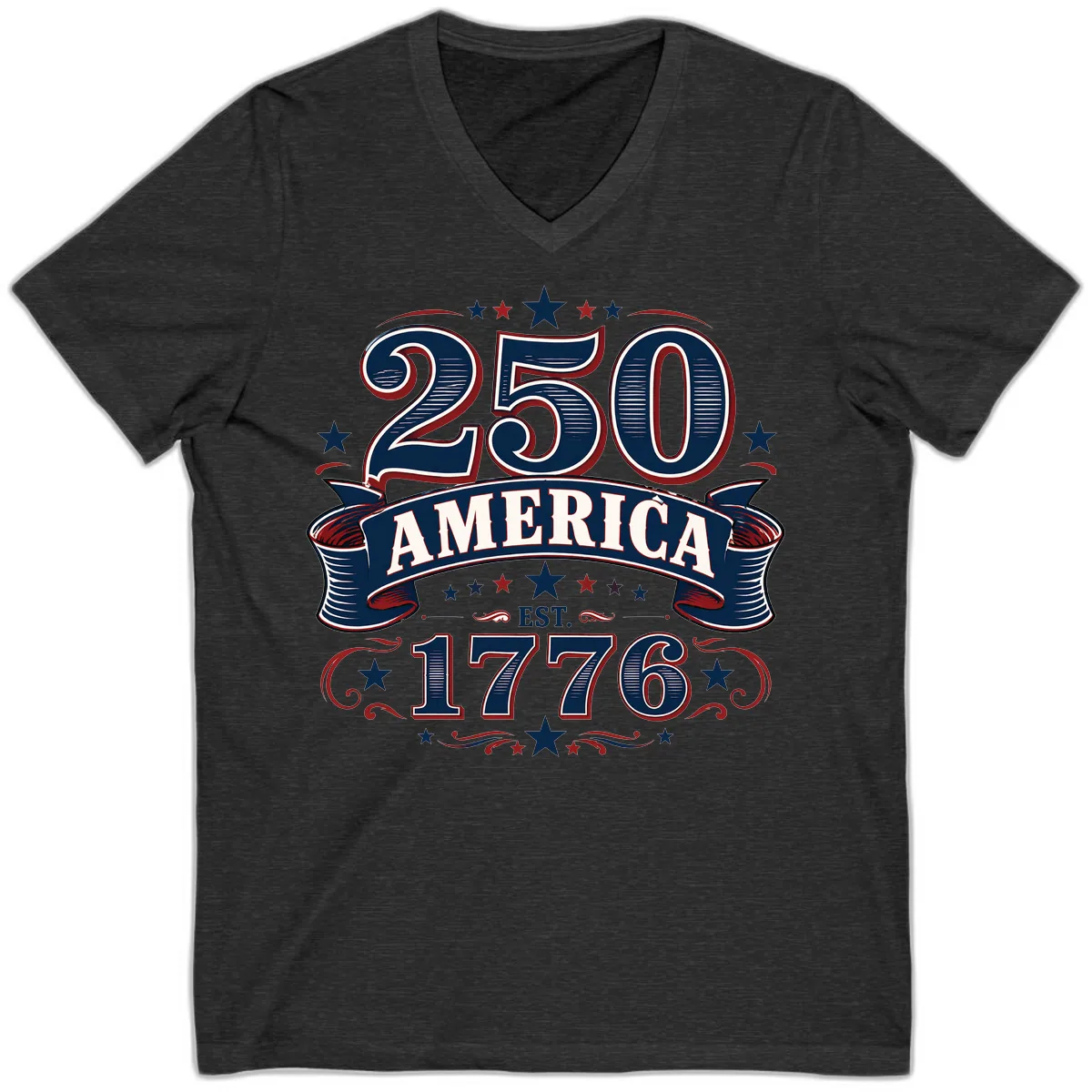 America 250th Anniversary Celebration V-Neck in Dark Grey Heather