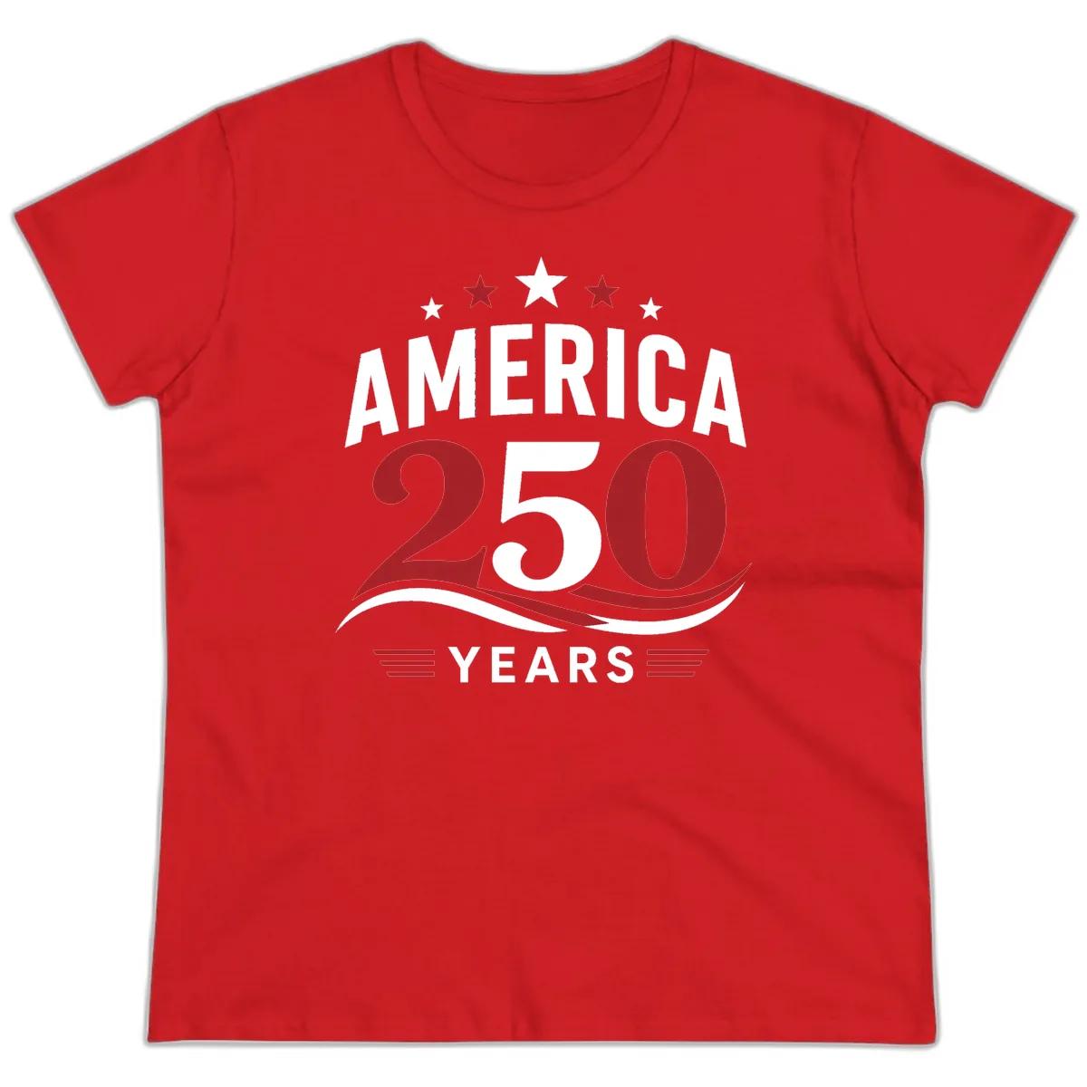 America 250th Anniversary Celebration Ladies Tee in Red