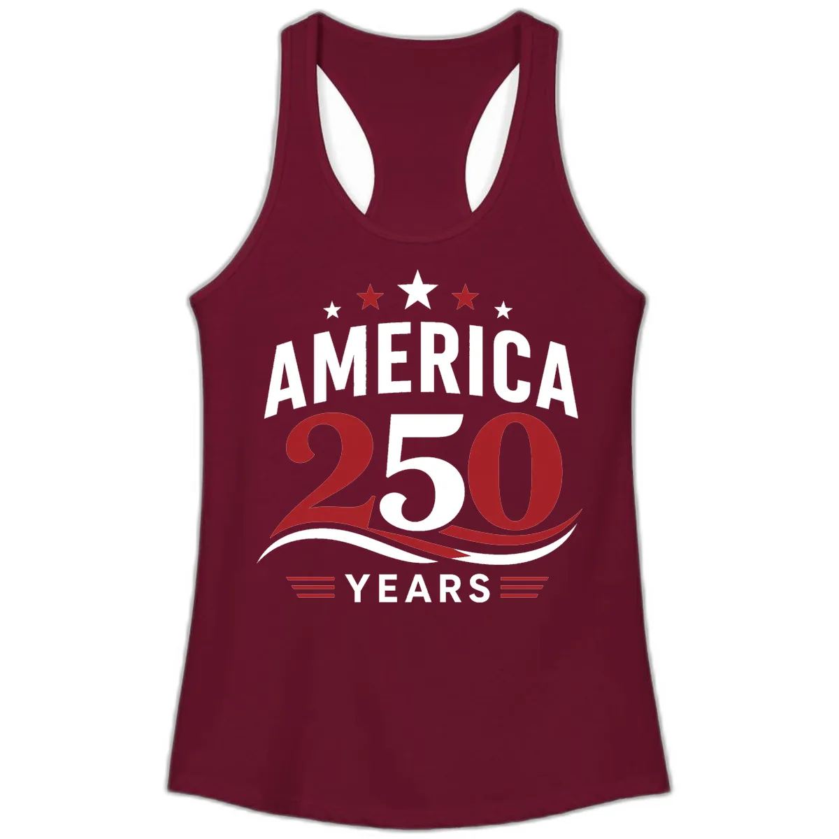 America 250th Anniversary Celebration Ladies Tank in Solid Cardinal Red