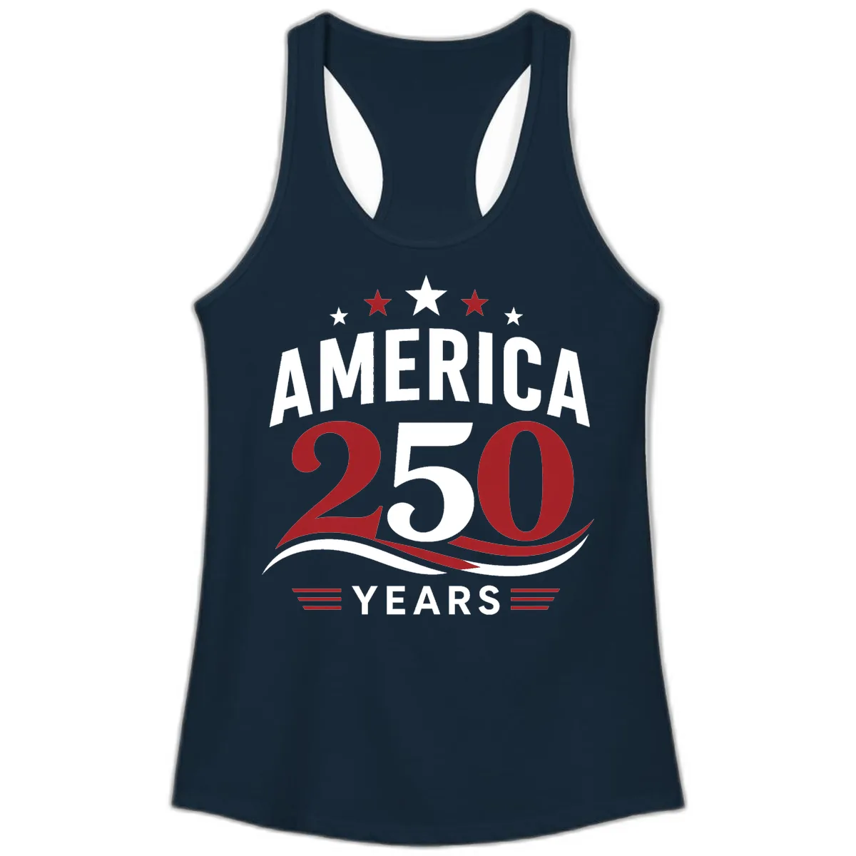 America 250th Anniversary Celebration Ladies Tank in Solid Midnight Navy