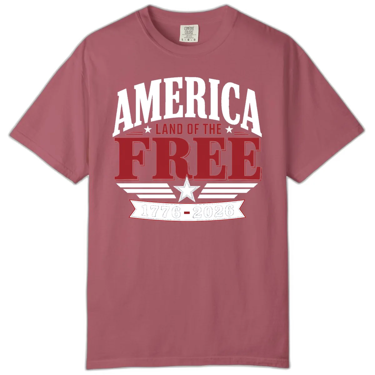America Land of the Free 250th Celebration Comfort Color in Crimson