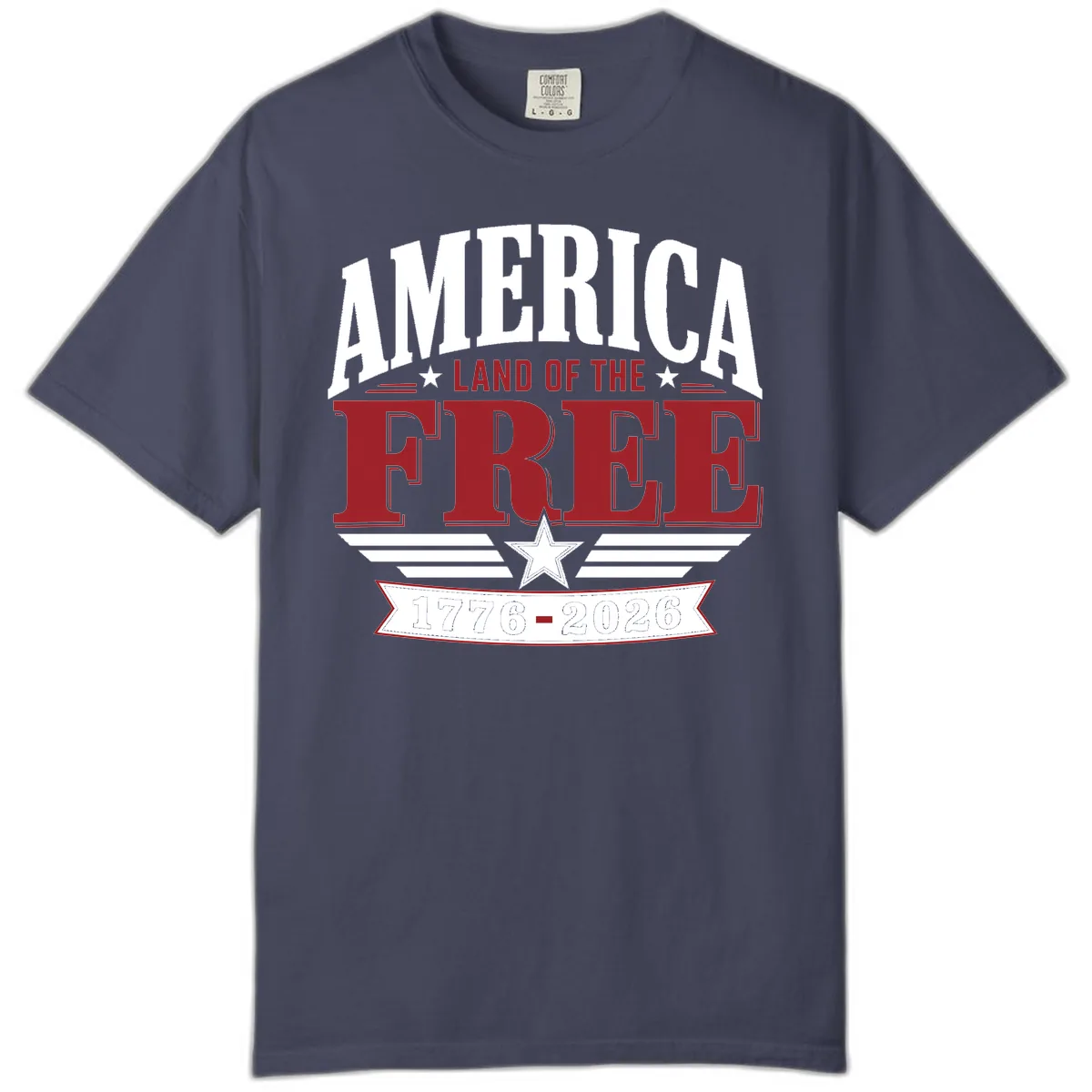 America Land of the Free 250th Celebration Comfort Color in Denim