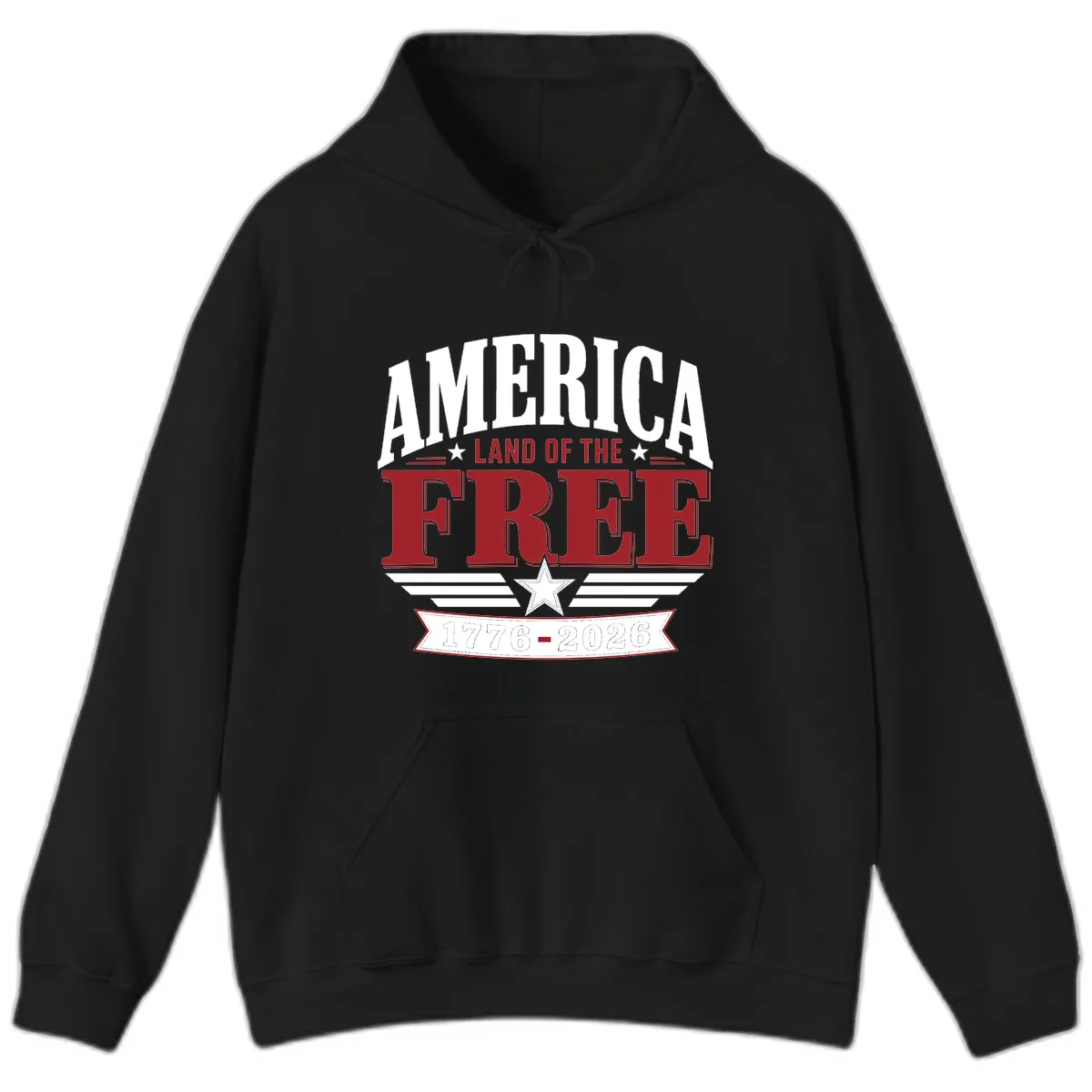America Land of the Free 250th Celebration Hoodie in Black