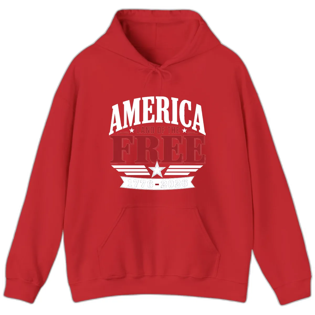 America Land of the Free 250th Celebration Hoodie in Red