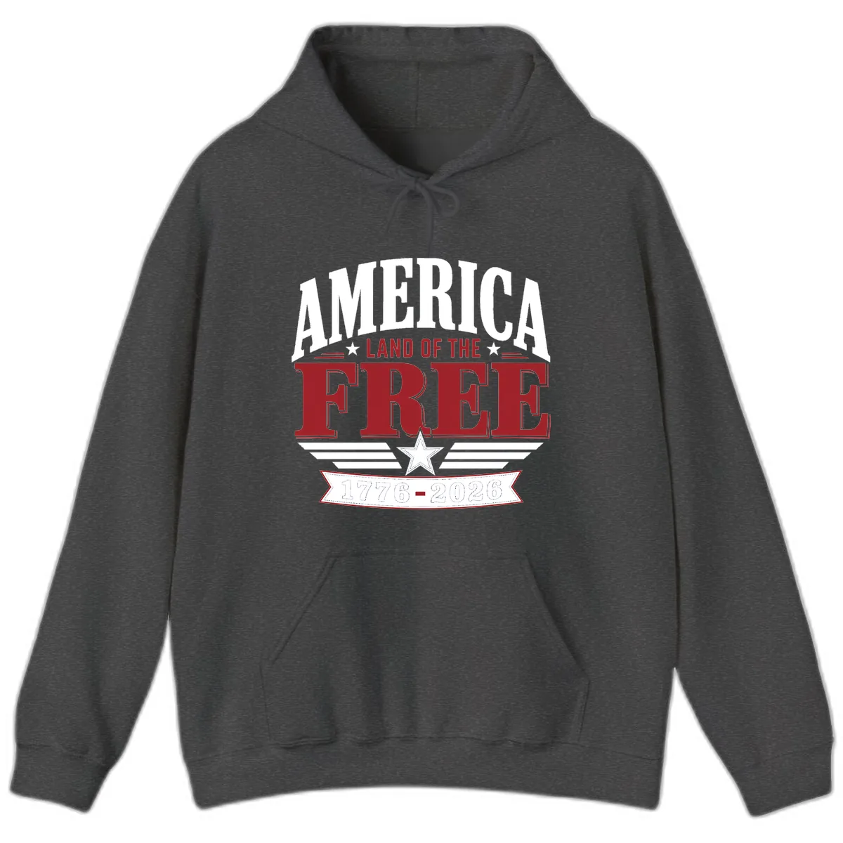 America Land of the Free 250th Celebration Hoodie in Dark Heather