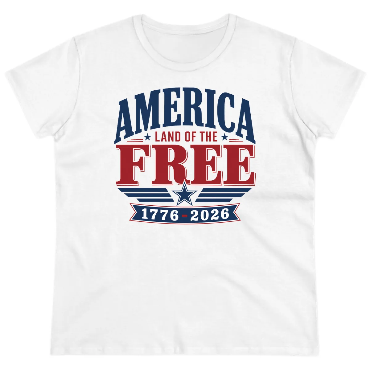 America Land of the Free 250th Celebration Ladies Tee in White