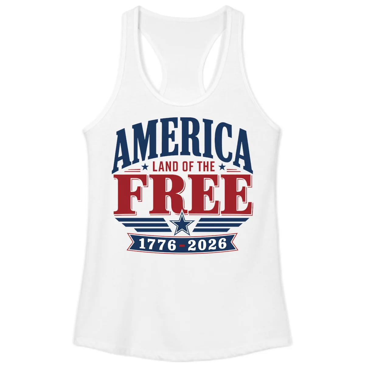 America Land of the Free 250th Celebration Ladies Tank in White