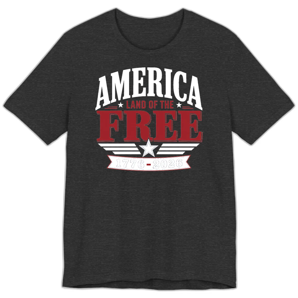 America Land of the Free 250th Celebration Premium T-Shirt in Dark Grey Heather