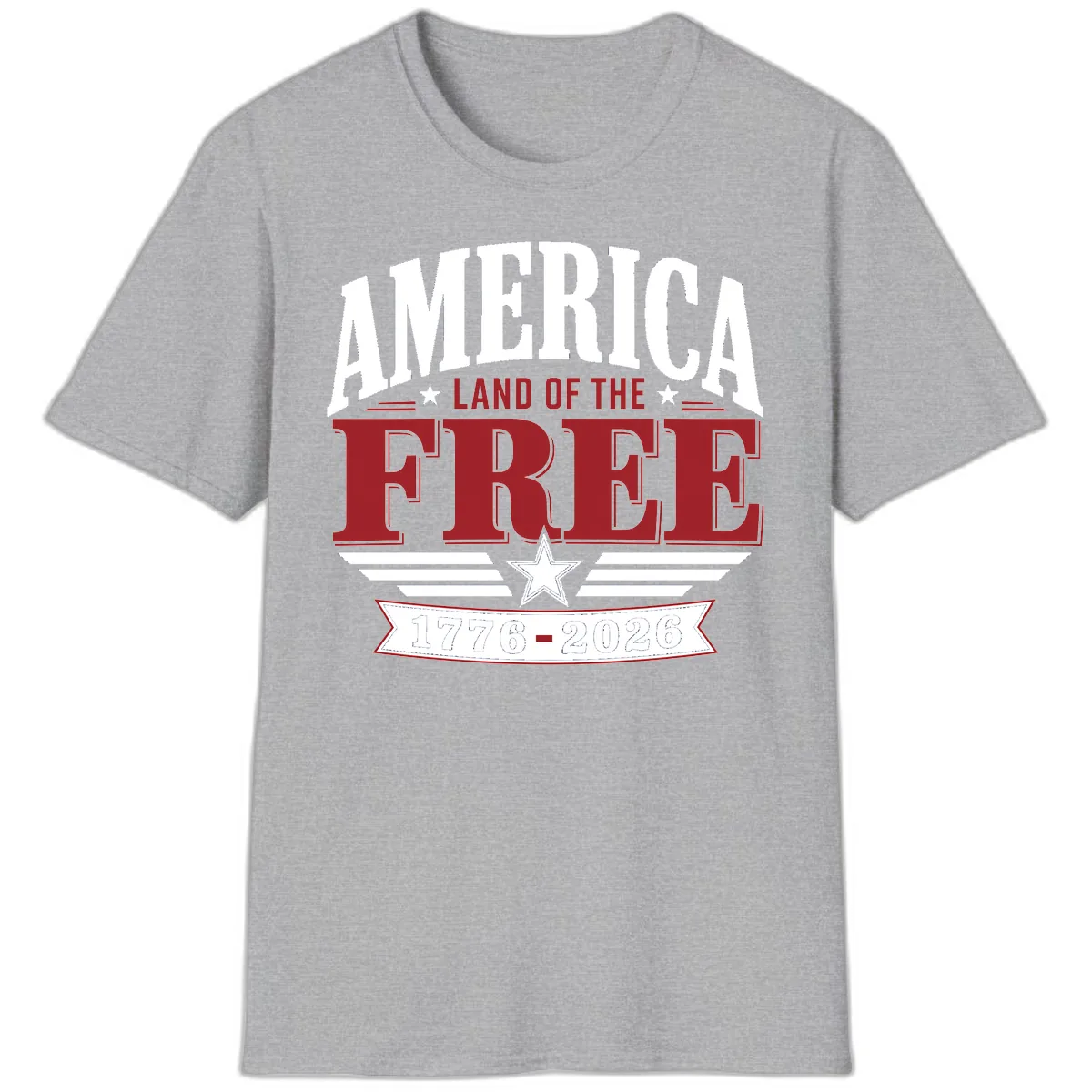 America Land of the Free 250th Celebration T-Shirt in Sport Grey