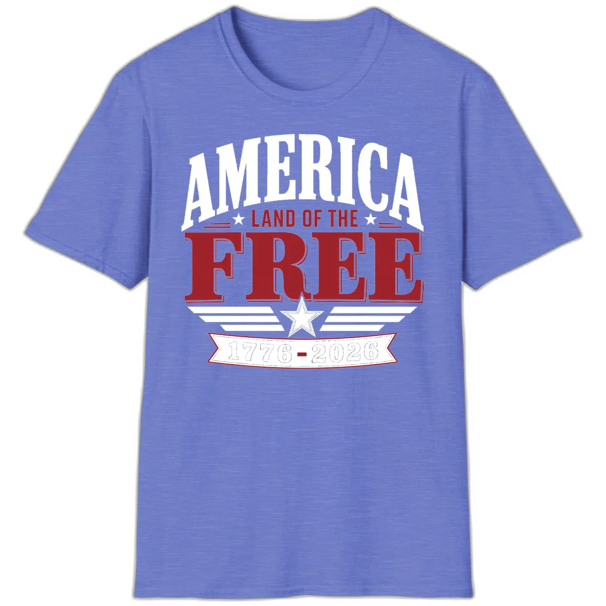 America Land of the Free 250th Celebration T-Shirt in Heather Royal