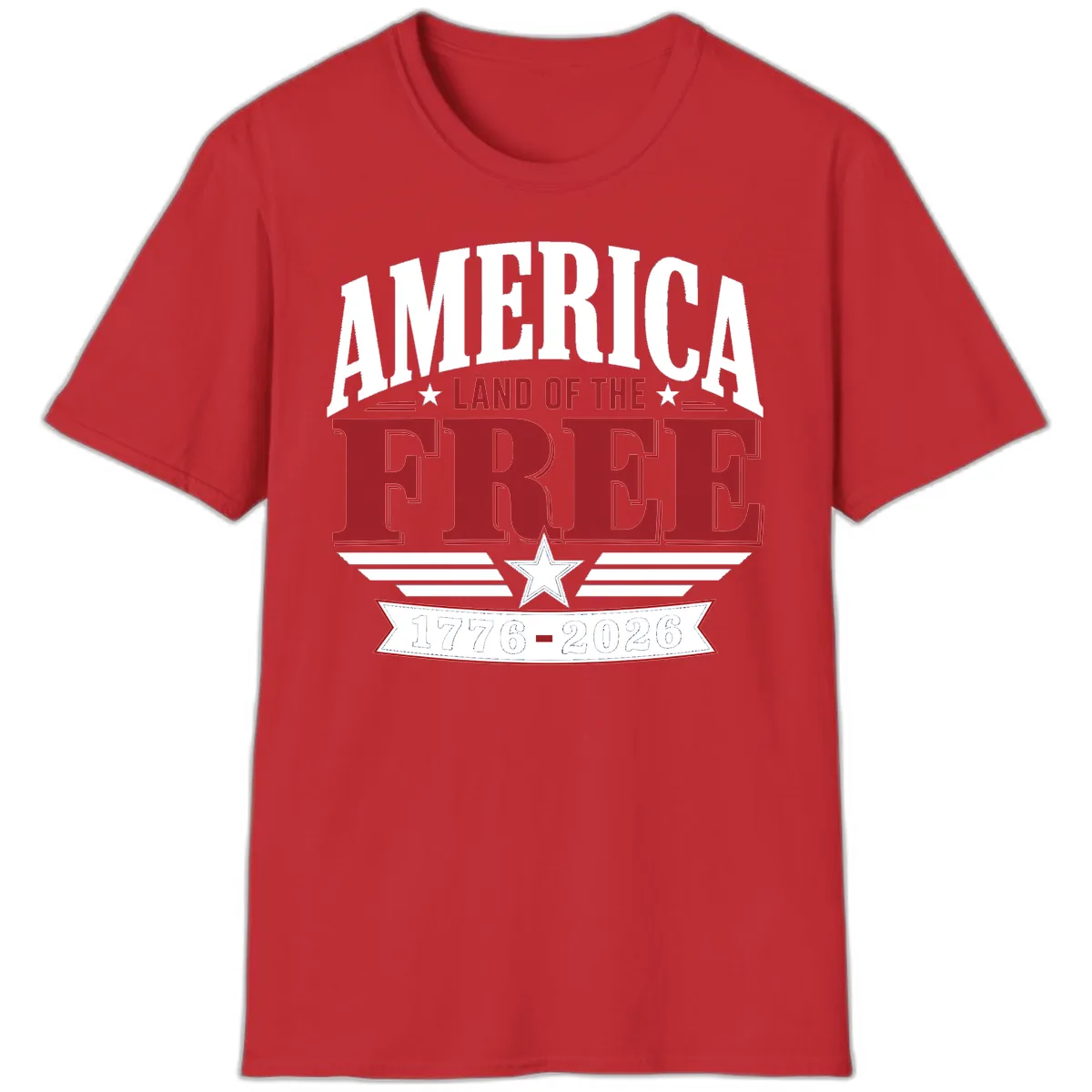 America Land of the Free 250th Celebration T-Shirt in Red