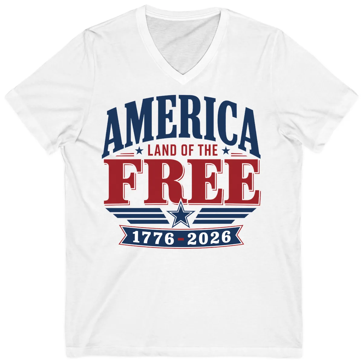 America Land of the Free 250th Celebration V-Neck in White