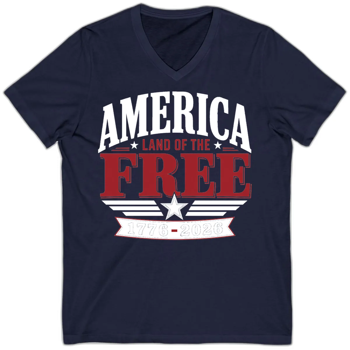 America Land of the Free 250th Celebration V-Neck in Navy