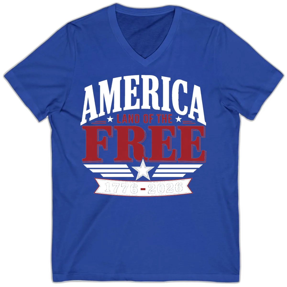 America Land of the Free 250th Celebration V-Neck in True Royal