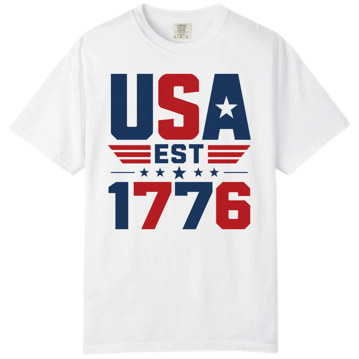 USA 1776 Stars and Stripes Comfort Color in White