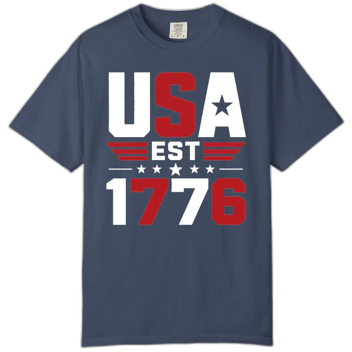 USA 1776 Stars and Stripes Comfort Color in Midnight
