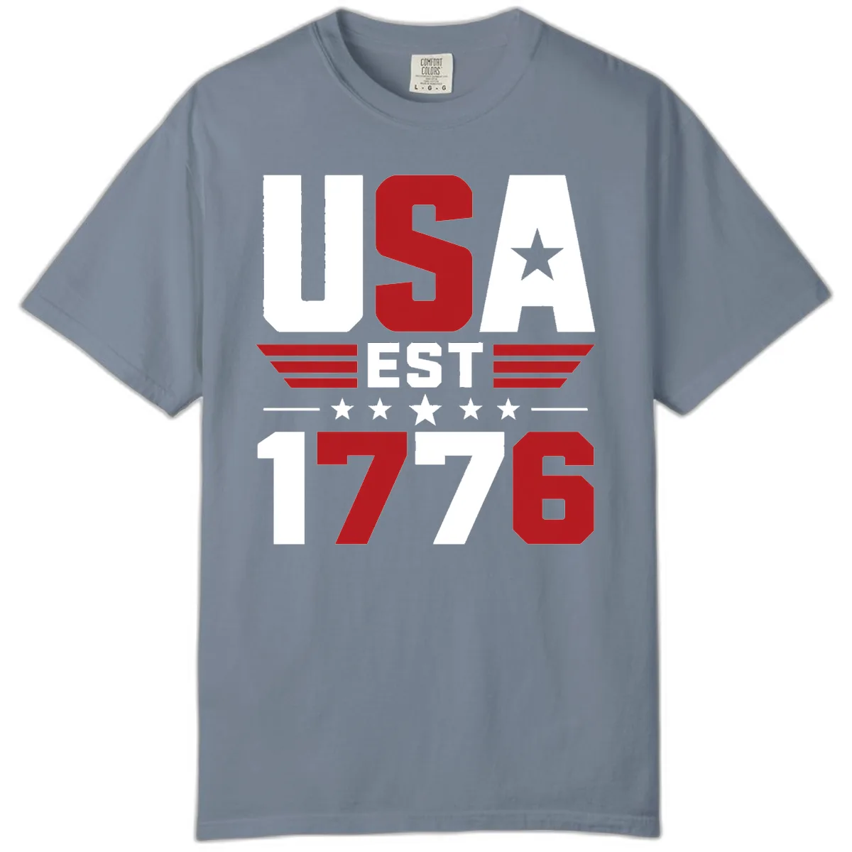 USA 1776 Stars and Stripes Comfort Color in Blue Jean