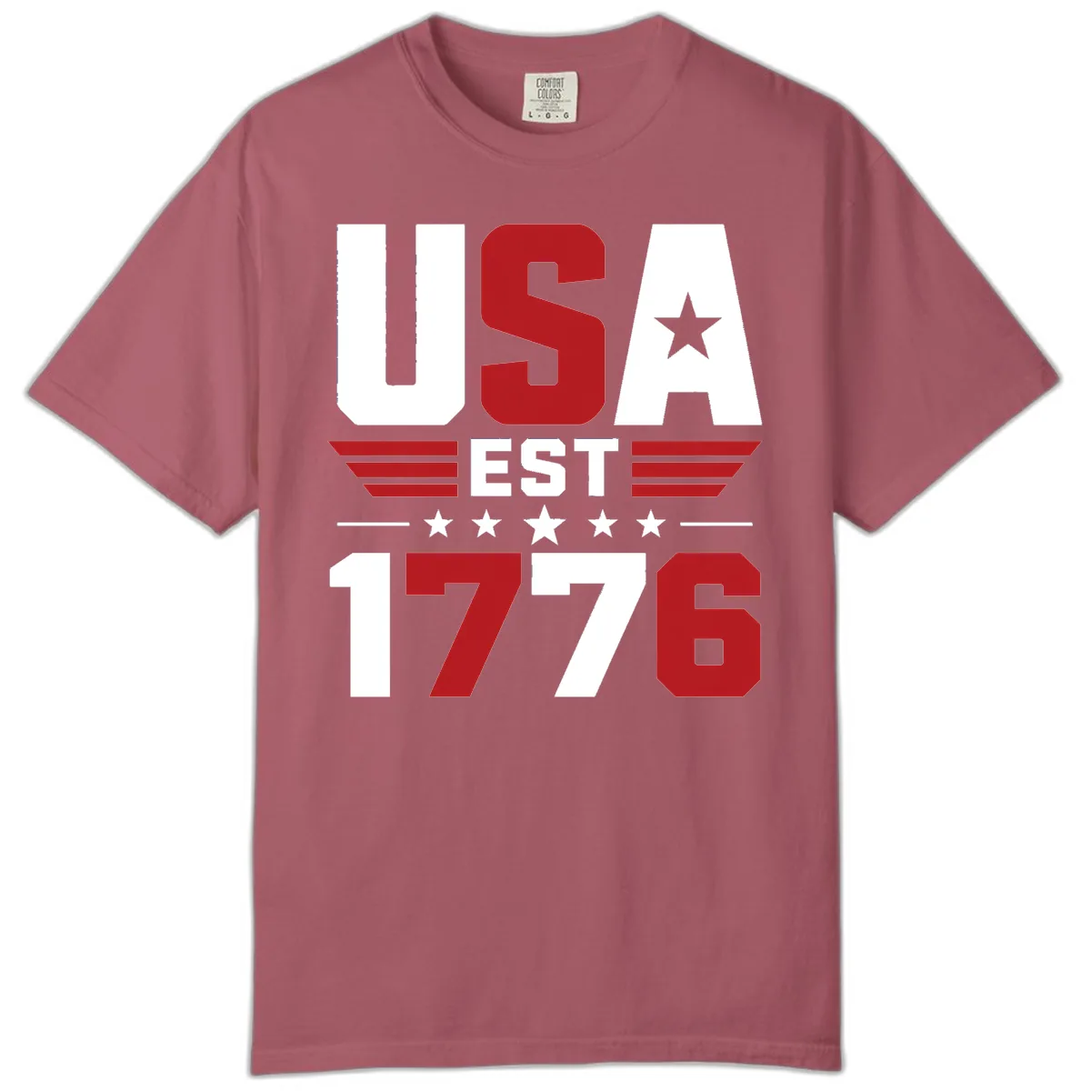 USA 1776 Stars and Stripes Comfort Color in Crimson
