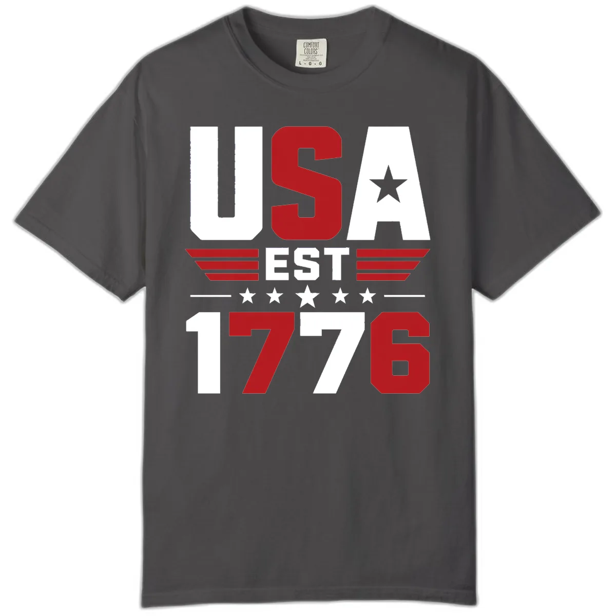 USA 1776 Stars and Stripes Comfort Color in Graphite