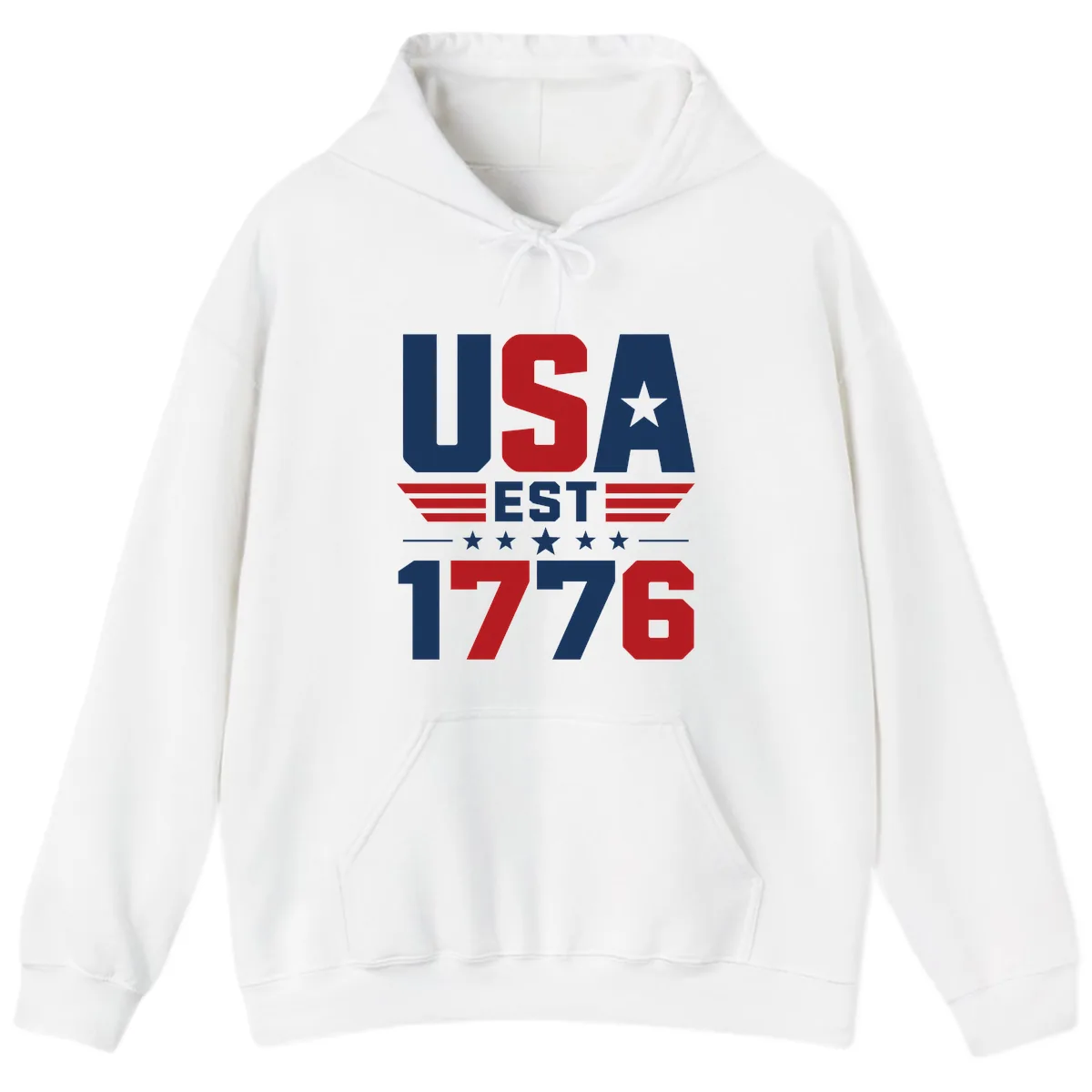 USA 1776 Stars and Stripes Hoodie in White