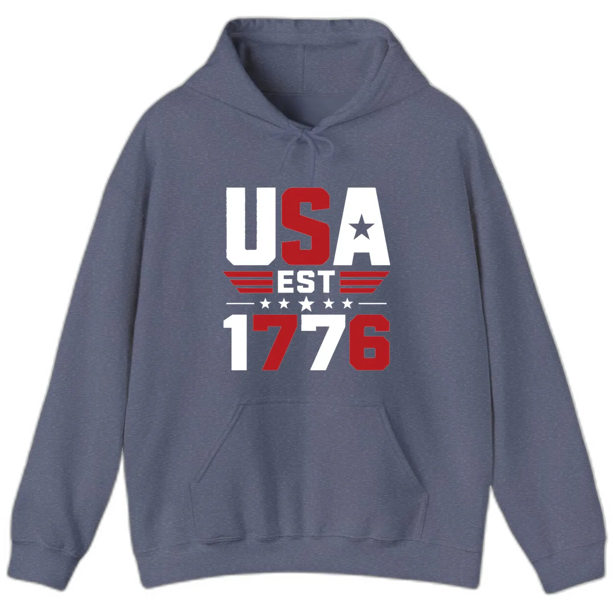 USA 1776 Stars and Stripes Hoodie in Heather Navy
