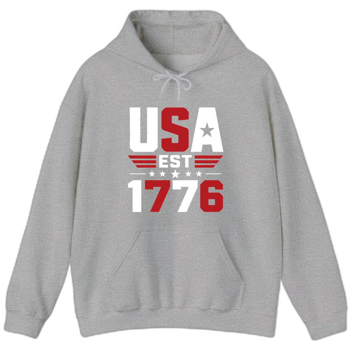 USA 1776 Stars and Stripes Hoodie in Sport Grey