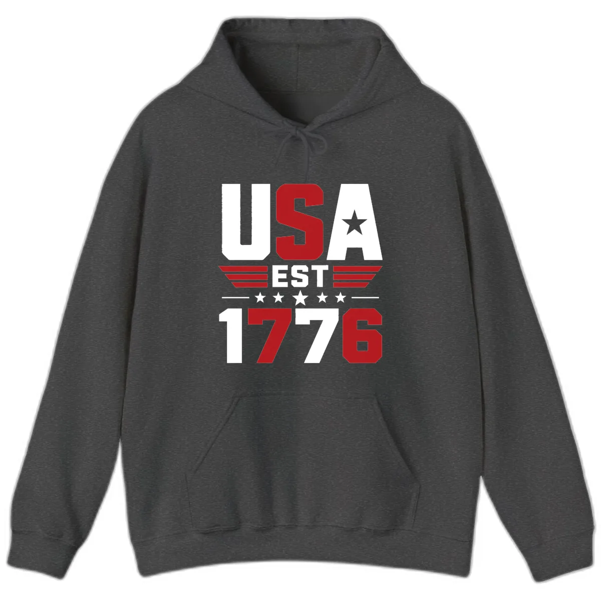 USA 1776 Stars and Stripes Hoodie in Dark Heather