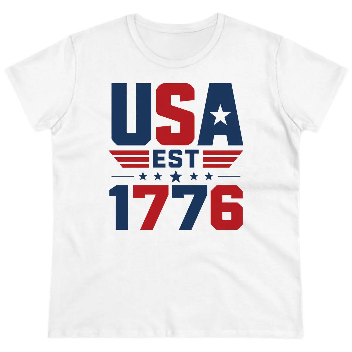 USA 1776 Stars and Stripes Ladies Tee in White