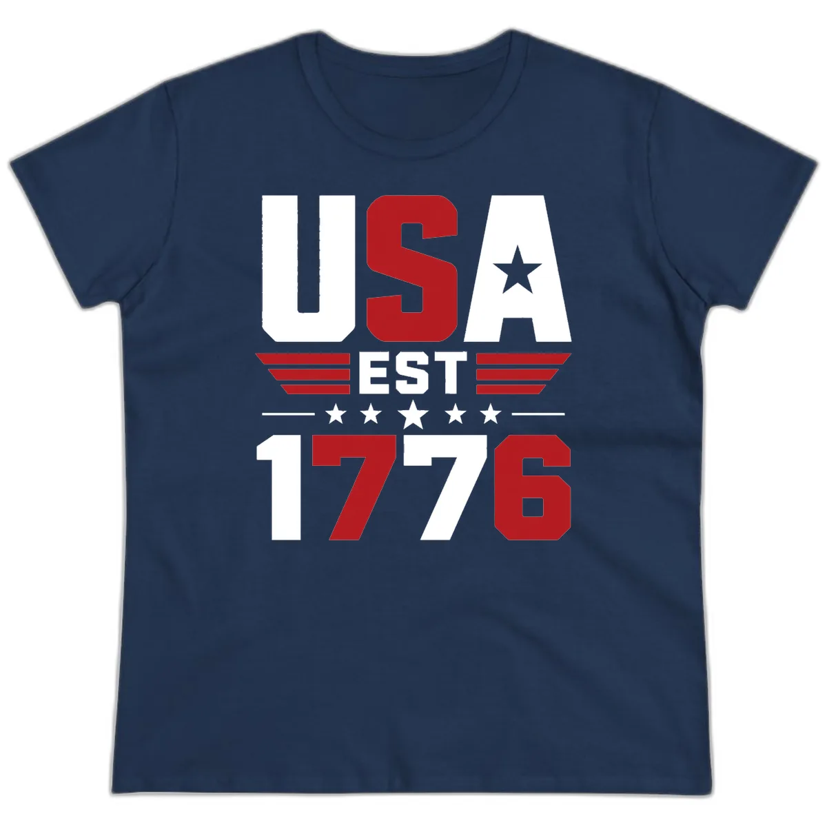 USA 1776 Stars and Stripes Ladies Tee in Navy