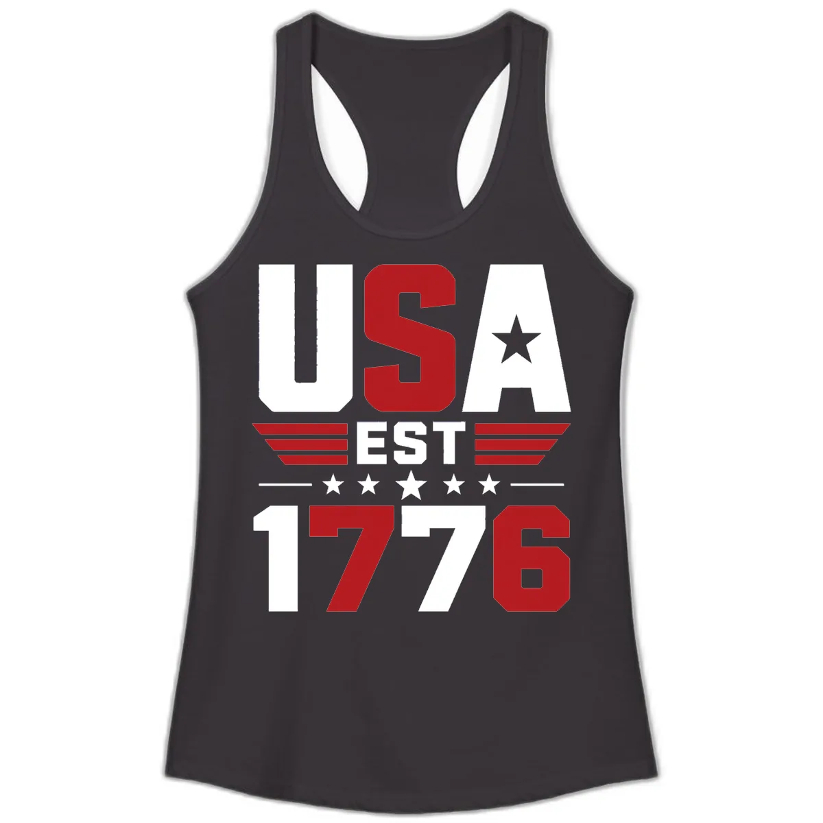 USA 1776 Stars and Stripes Ladies Tank in Black