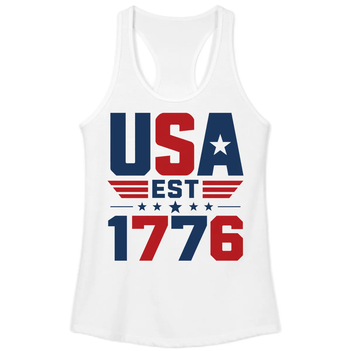 USA 1776 Stars and Stripes Ladies Tank in White