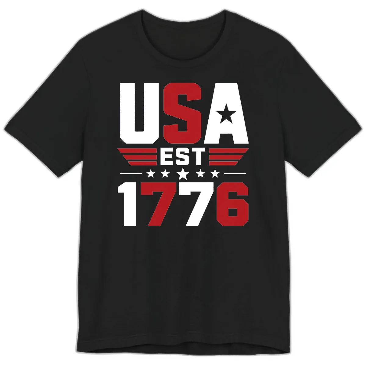 USA 1776 Stars and Stripes Premium T-Shirt in Black