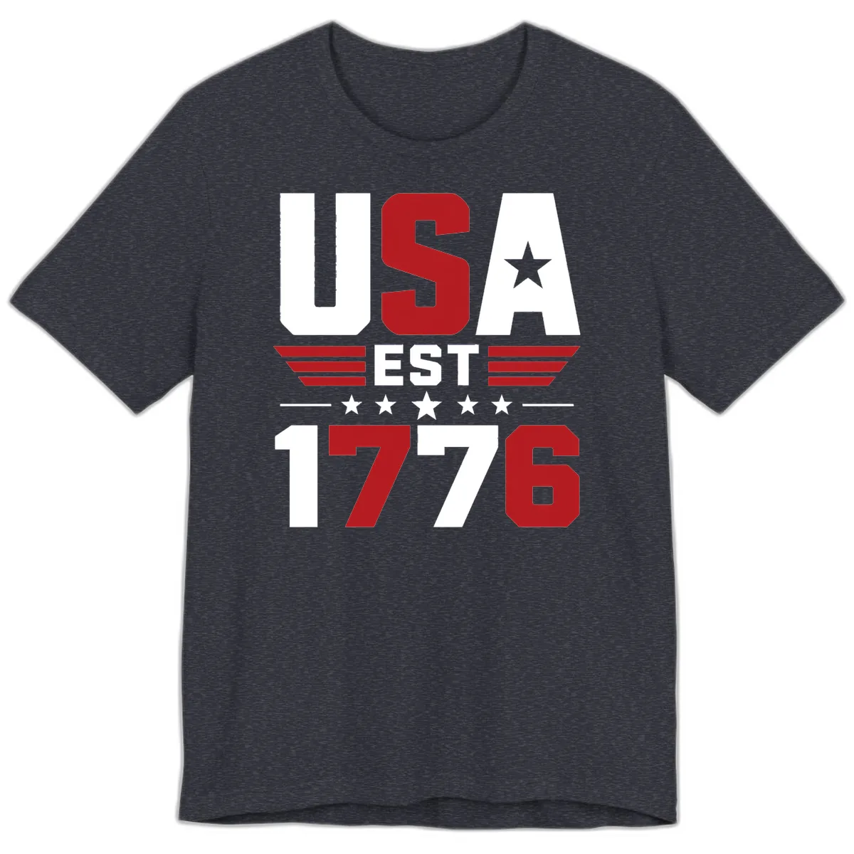 USA 1776 Stars and Stripes Premium T-Shirt in Heather Navy