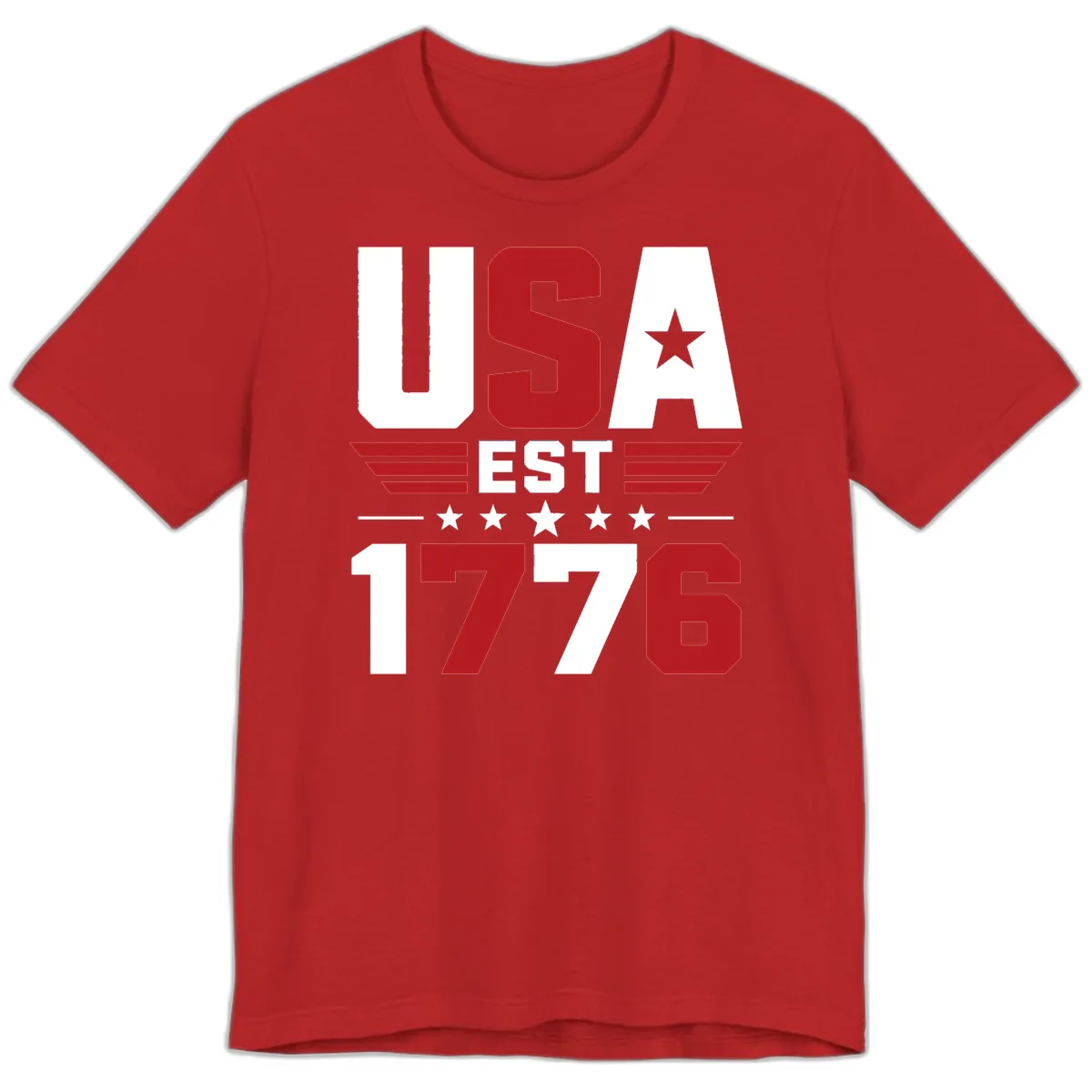 USA 1776 Stars and Stripes Premium T-Shirt in Red