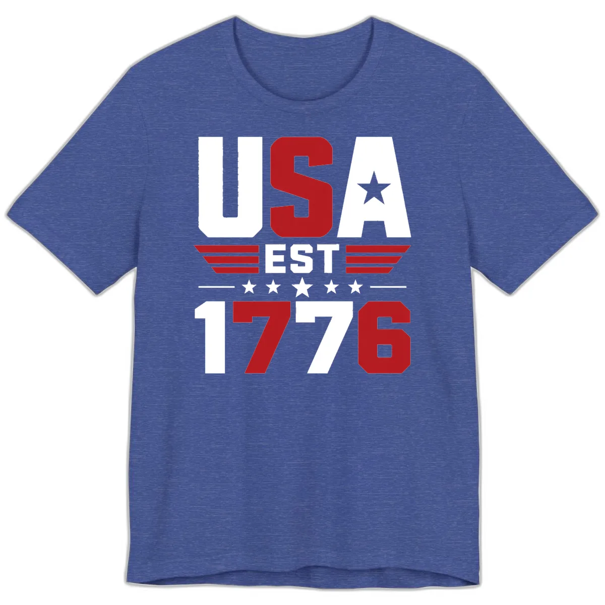 USA 1776 Stars and Stripes Premium T-Shirt in Heather True Royal