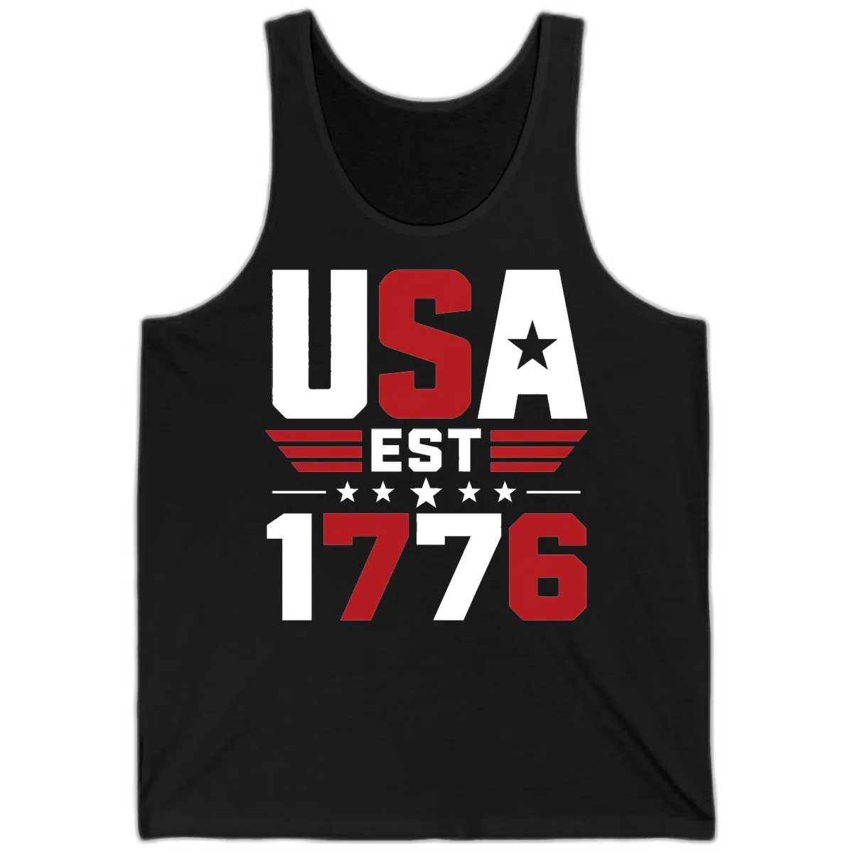 USA 1776 Stars and Stripes Tank in Black